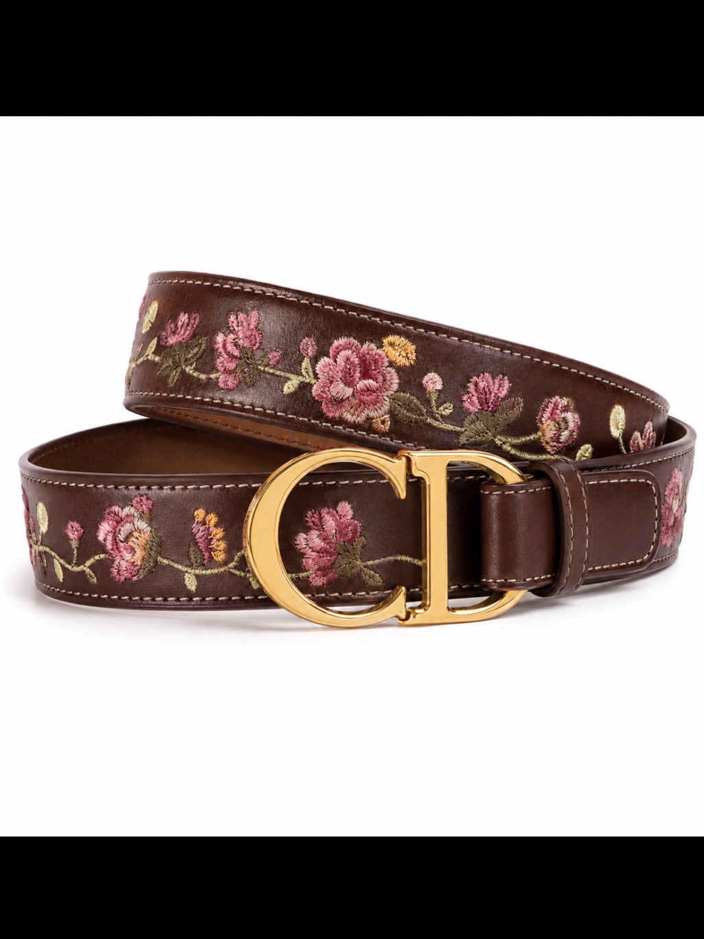 Dior Leather Romantic Flowers Embroidered Cd Leather Butterfly Embellished Belt